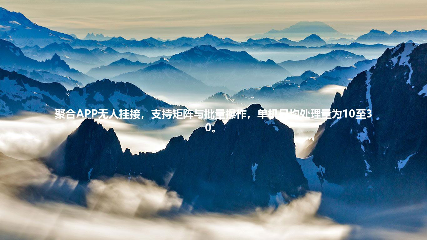 聚合APP无人挂接，支持矩阵与批量操作，单机日均处理量为10至30。