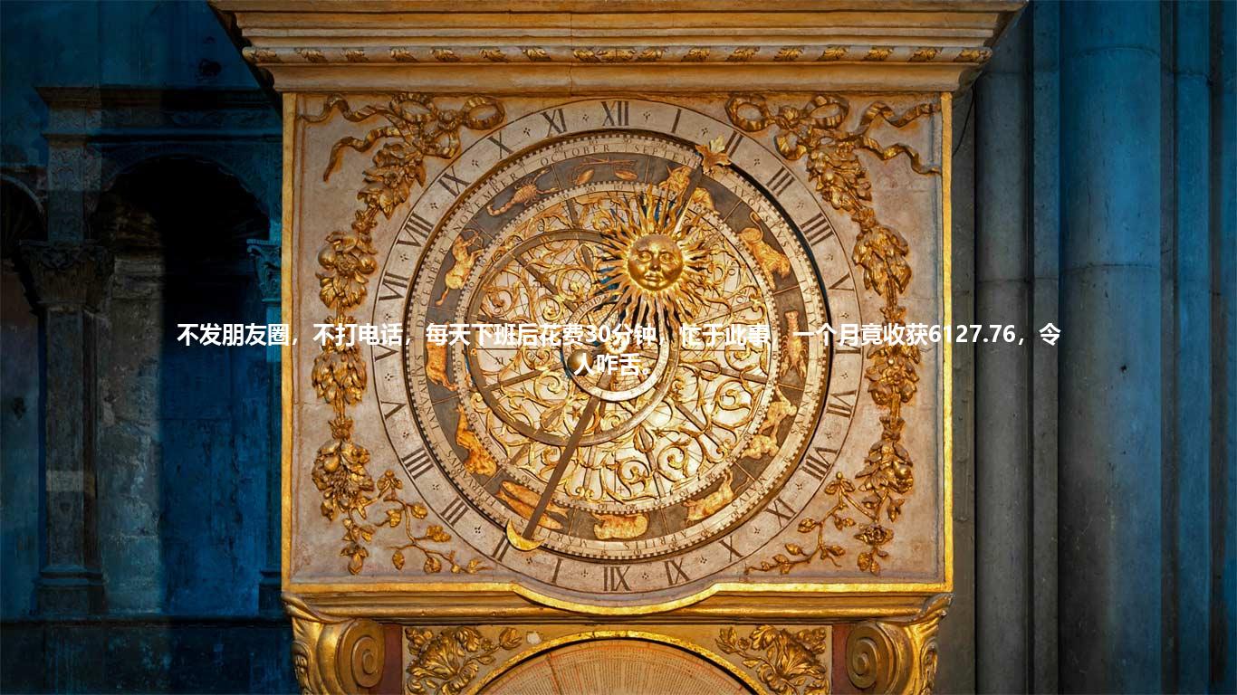 不发朋友圈，不打电话，每天下班后花费30分钟，忙于此事，一个月竟收获6127.76，令人咋舌。