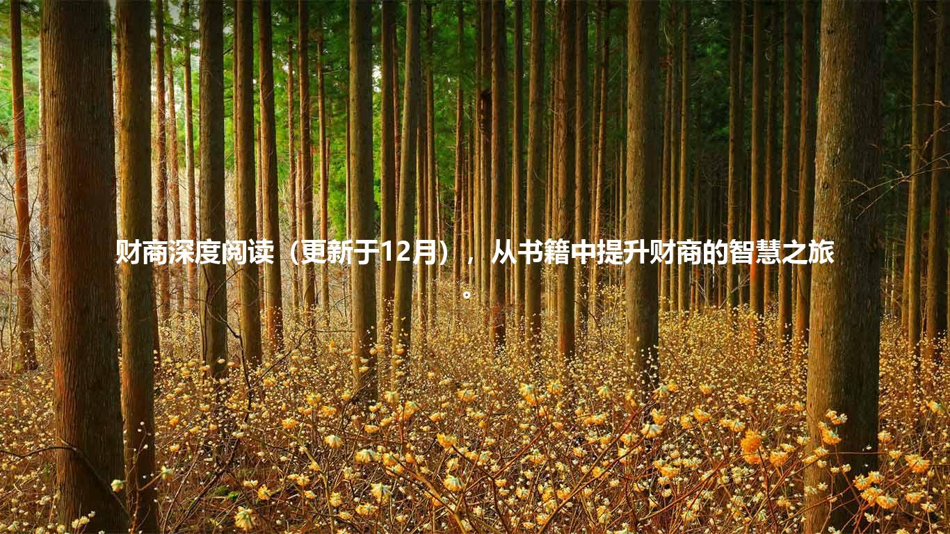 财商深度阅读（更新于12月），从书籍中提升财商的智慧之旅。