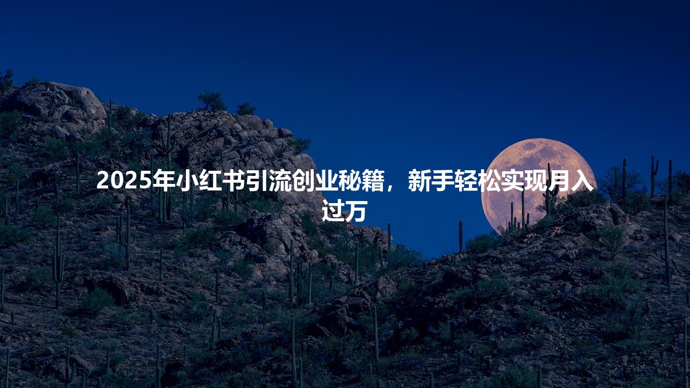 2025年小红书引流创业秘籍，新手轻松实现月入过万