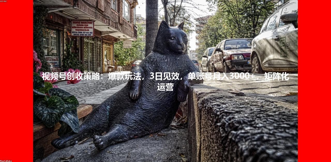 视频号创收策略:爆款玩法,3日见效,单账号月入3000+,矩阵化运营