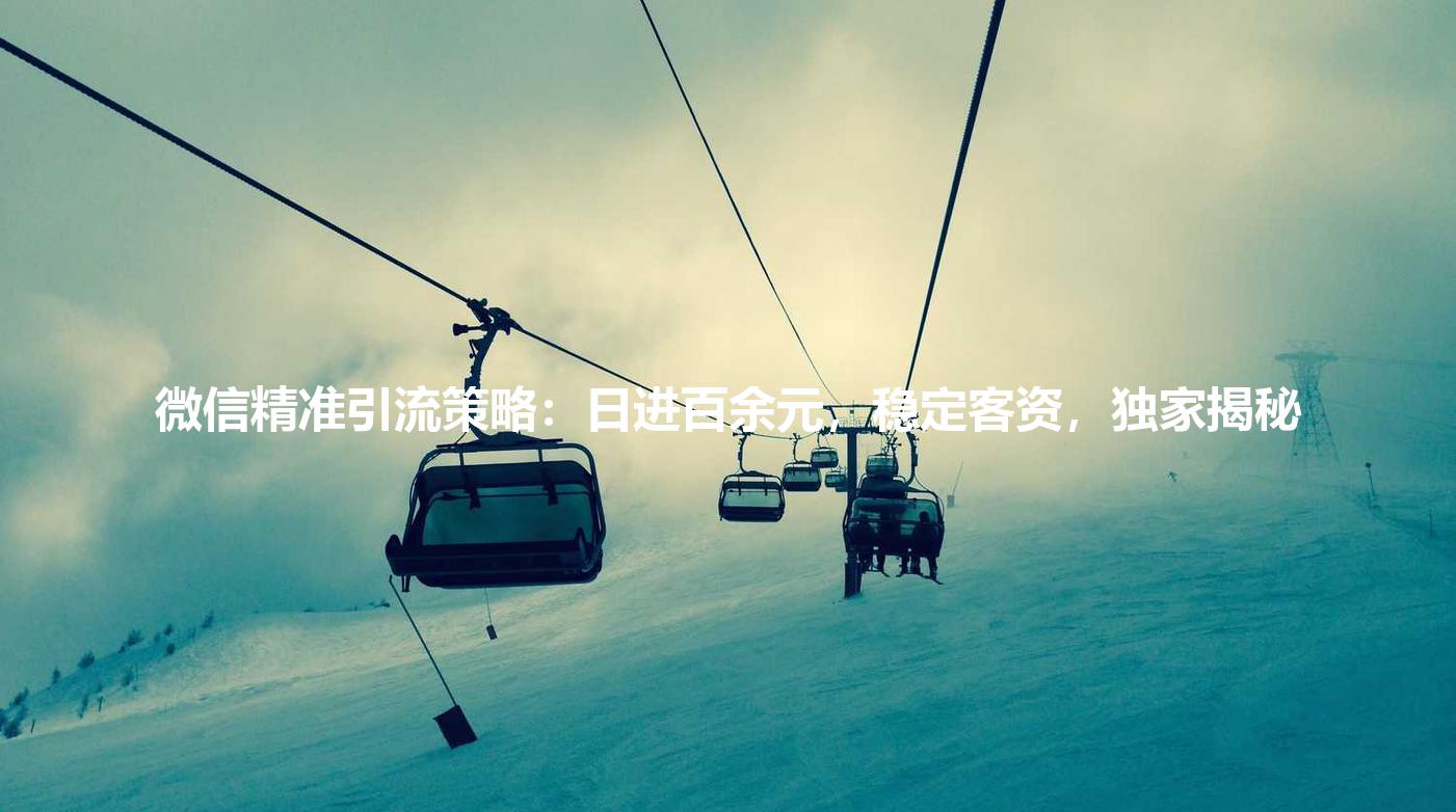 微信精准引流策略：日进百余元，稳定客资，独家揭秘