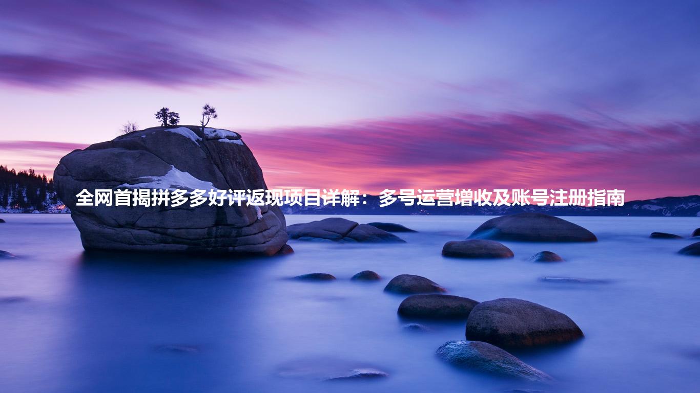全网首揭拼多多好评返现项目详解：多号运营增收及账号注册指南