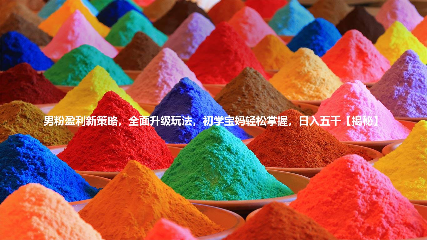 男粉盈利新策略,全面升级玩法,初学宝妈轻松掌握,日入五千【揭秘】