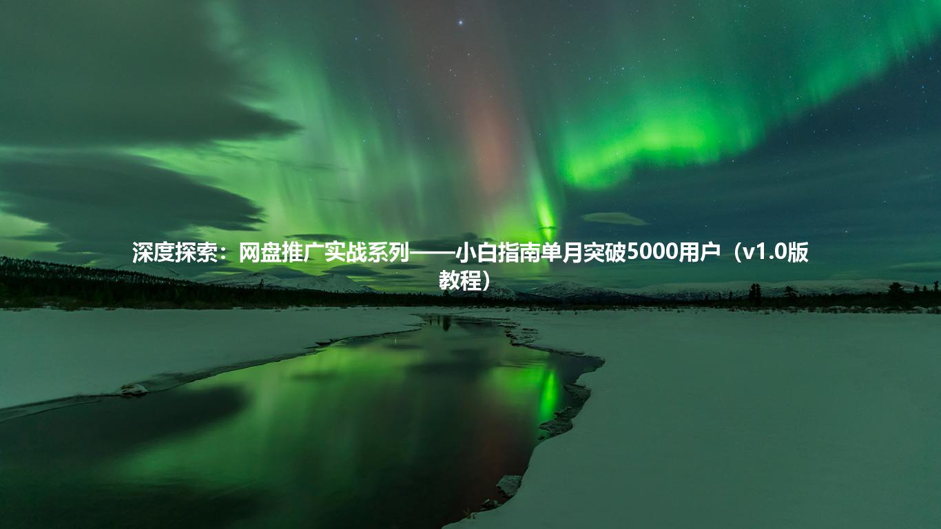 深度探索：网盘推广实战系列——小白指南单月突破5000用户（v1.0版教程）
