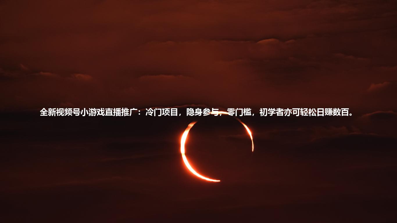 全新视频号小游戏直播推广:冷门项目,隐身参与,零门槛,初学者亦可轻松日赚数百。