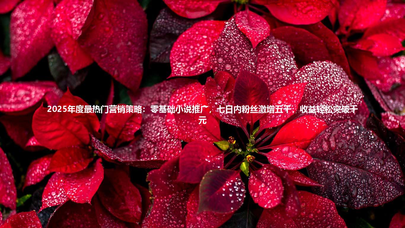 2025年度最热门营销策略：零基础小说推广，七日内粉丝激增五千，收益轻松突破千元