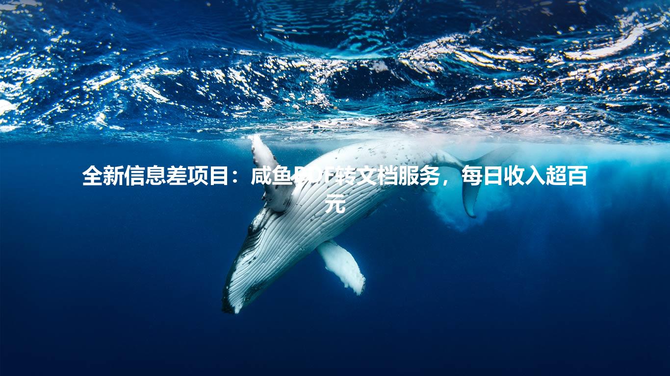 全新信息差项目:咸鱼PDF转文档服务,每日收入超百元