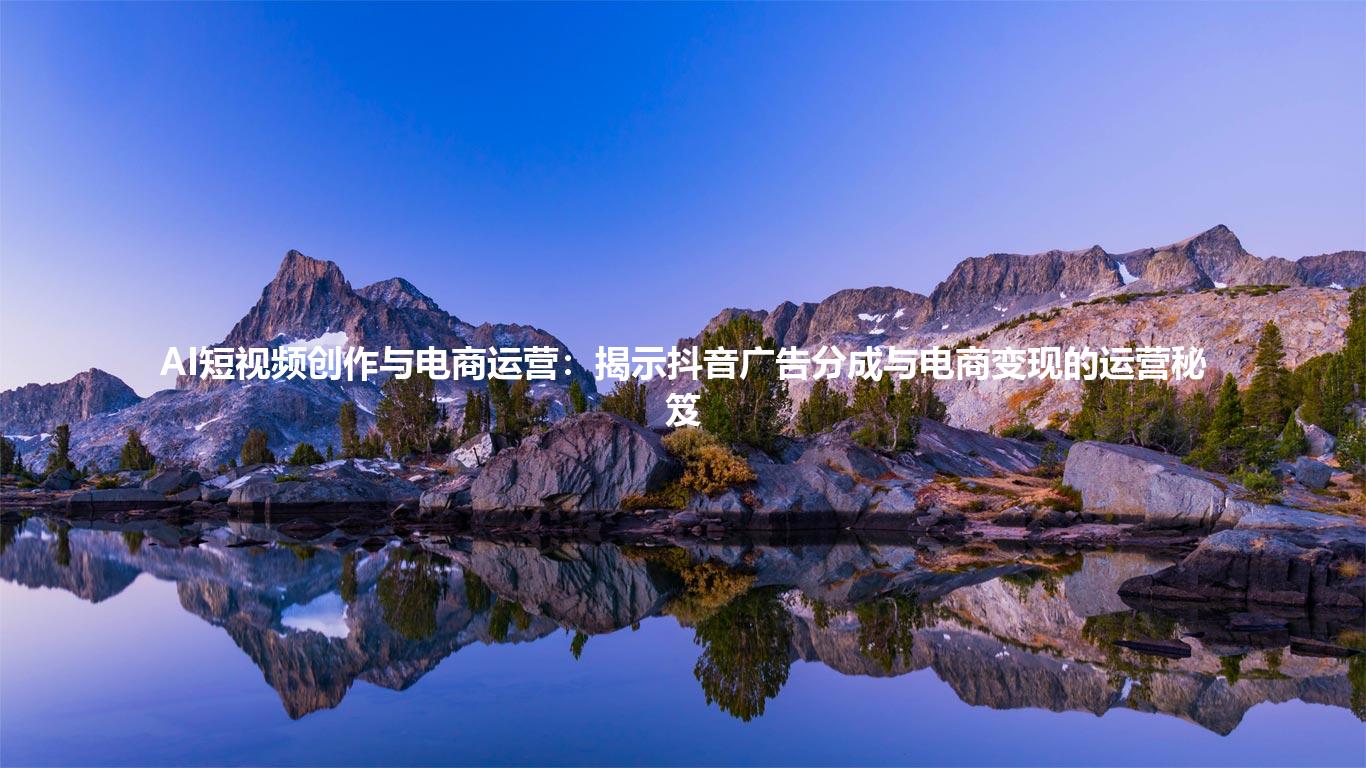 AI短视频创作与电商运营:揭示抖音广告分成与电商变现的运营秘笈