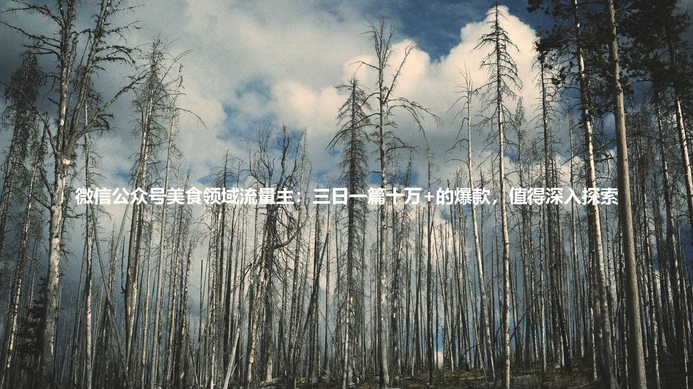 微信公众号美食领域流量主:三日一篇十万+的爆款,值得深入探索