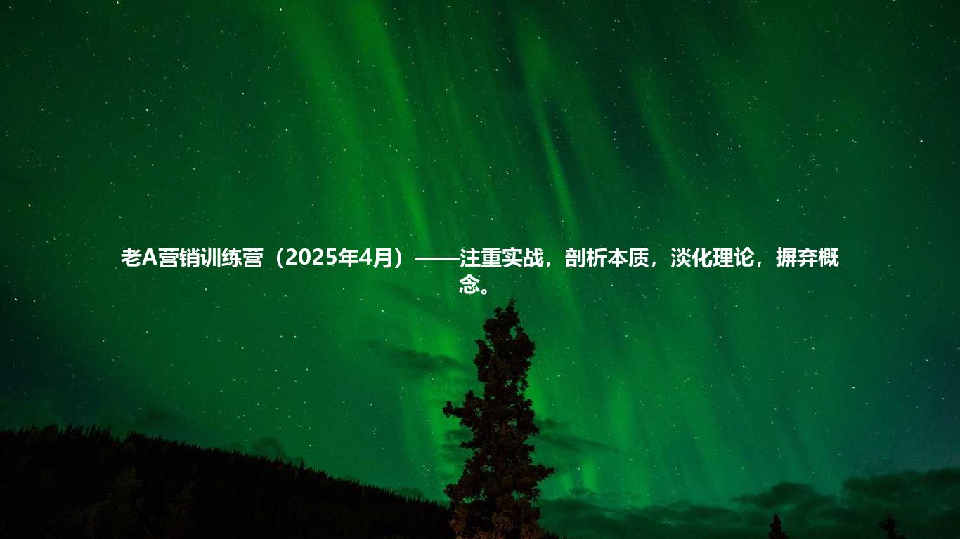 老A营销训练营(2025年4月)——注重实战,剖析本质,淡化理论,摒弃概念。