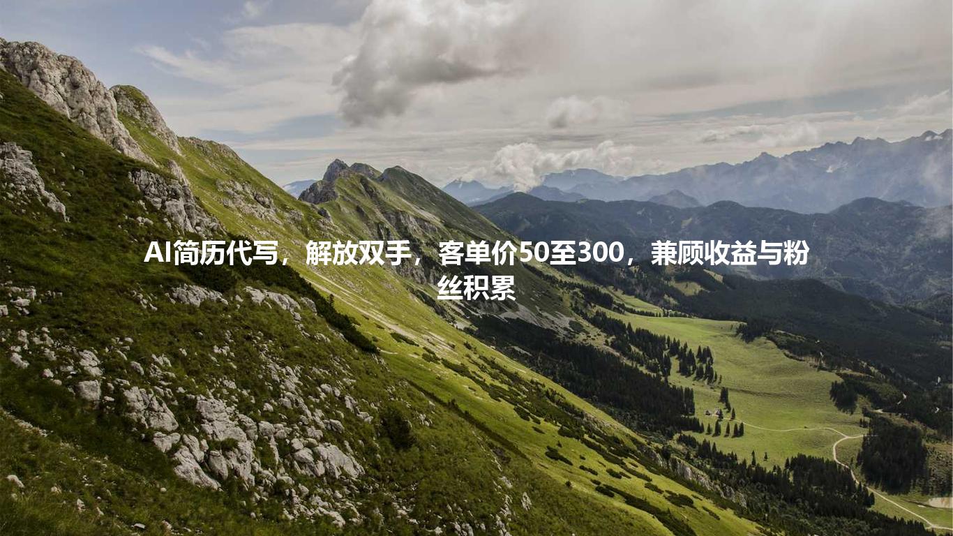 AI简历代写，解放双手，客单价50至300，兼顾收益与粉丝积累