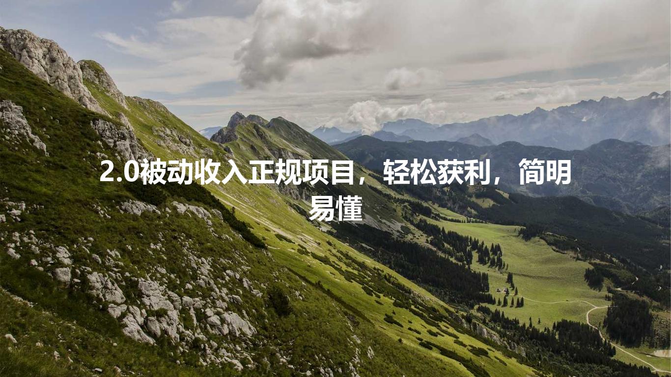 2.0被动收入正规项目，轻松获利，简明易懂