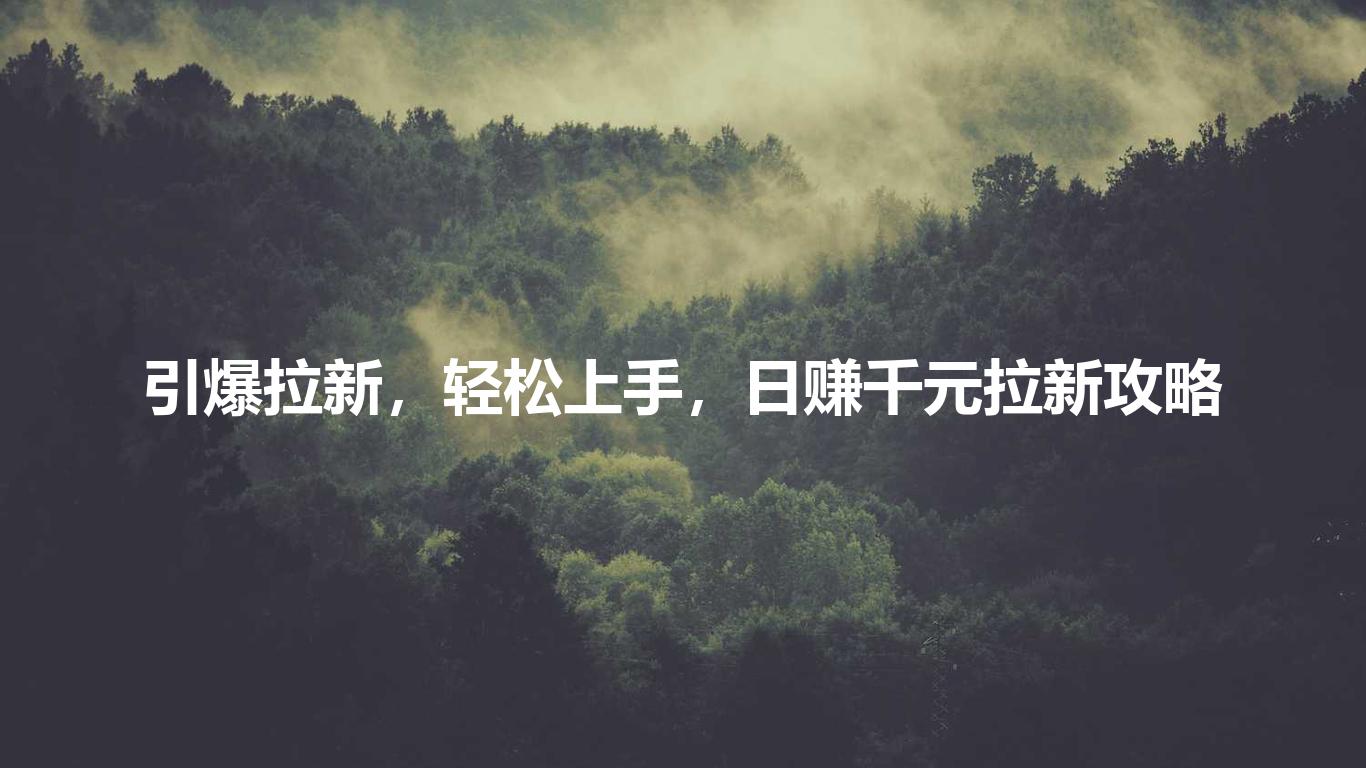 引爆拉新,轻松上手,日赚千元拉新攻略