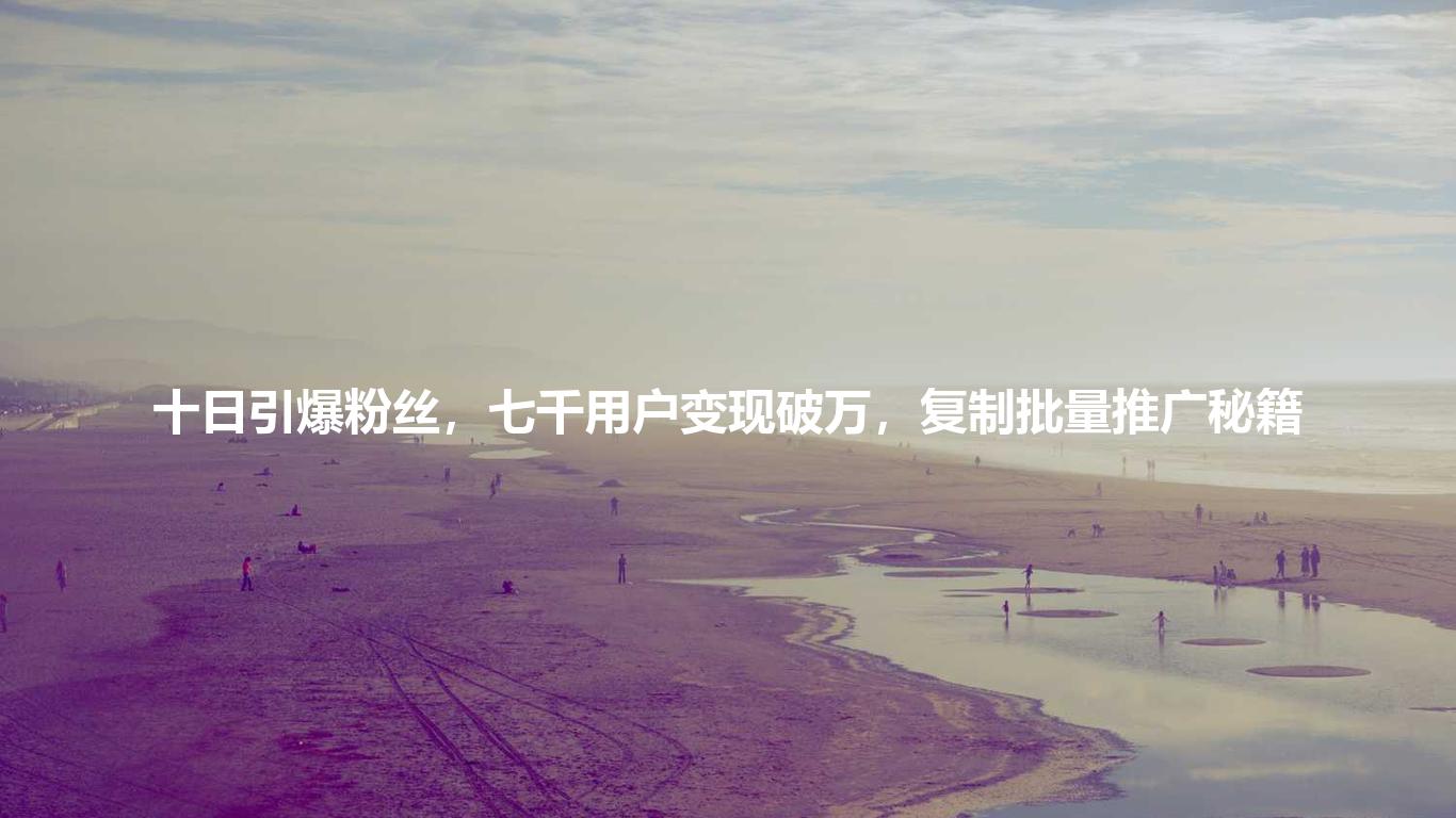 十日引爆粉丝，七千用户变现破万，复制批量推广秘籍