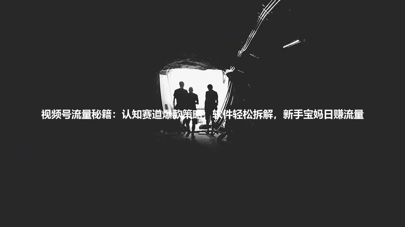 视频号流量秘籍：认知赛道爆款策略，软件轻松拆解，新手宝妈日赚流量
